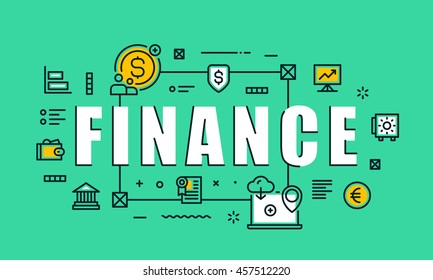 Modern vector illustration concept of word finance. Thin line flat design banners for website, mobile website and presentation.