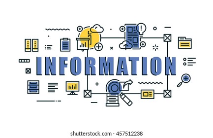 Modern vector illustration concept of word information. Thin line flat design banners for website, mobile website and presentation.