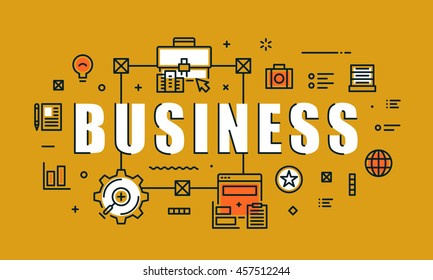 Modern vector illustration concept of word business. Thin line flat design banners for website, mobile website and presentation.