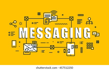 Modern vector illustration concept of word messaging. Thin line flat design banners for website, mobile website and presentation.