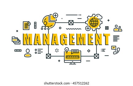 Modern vector illustration concept of word management. Thin line flat design banners for website, mobile website and presentation.