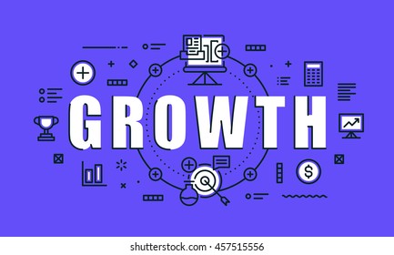 Modern vector illustration concept of word growth. Thin line flat design banners for website, mobile website and presentation.