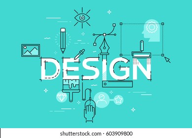 Modern vector illustration concept of word design. Thin line flat design banner for website and mobile application, easy to use and highly customizable.