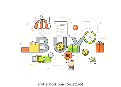 Modern vector illustration concept of word city. Thin line flat design banner for website and mobile application, easy to use and highly customizable.