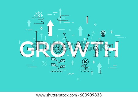 Modern vector illustration concept of word growth. Thin line flat design banner for website and mobile application, easy to use and highly customizable.