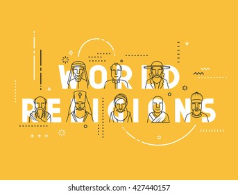 Modern vector illustration concepts religious people confession. Flat design banners for website and mobile web. Characters men priests.