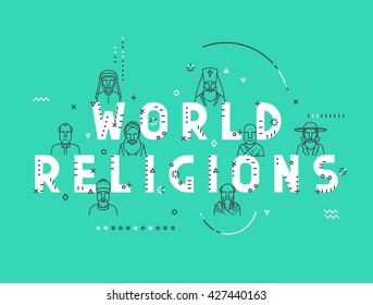 Modern vector illustration concepts religious people confession. Flat design banners for website and mobile web. Characters men priests.