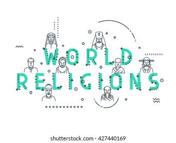 Modern vector illustration concepts religious people confession. Flat design banners for website and mobile web. Characters men priests.