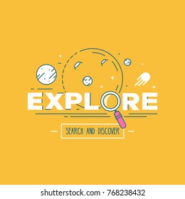 Modern vector illustration concepts of word explore. Thin line flat design banner for website and mobile website, easy to use and highly customizable.