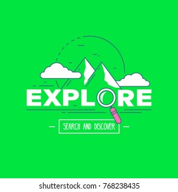 Modern vector illustration concepts of word explore. Thin line flat design banner for website and mobile website, easy to use and highly customizable.