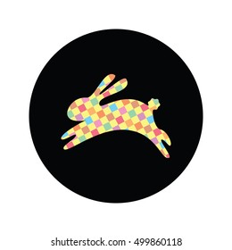 Modern vector illustration of the cute bunny with mosaic pattern inside. Perfect for t-shirt design. Easy to print on fabric and paper.