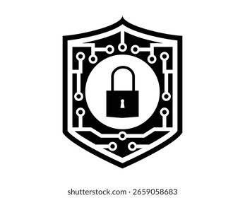 Ilustración vectorial moderna de íconos de seguridad cibernética, incluida la protección de datos, seguridad de la red, escudo de cortafuegos, privacidad de la computadora y bloqueo digital para el diseño de tecnología y protección de TI.