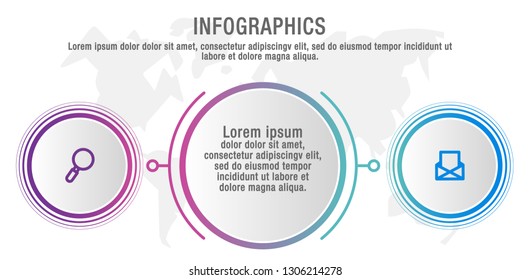 Modern vector illustration data visualization. Infographic circles template with two elements, labels. Designed for business, presentations, web design, interface, diagrams with 2 steps and options