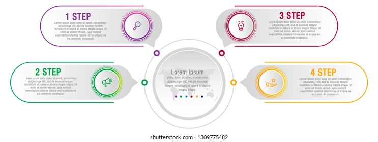 Modern vector illustration data visualization. Infographic circles template with four elements, labels. Designed for business, presentations, web design, interface, diagrams with 4 steps and options