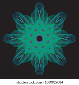 Ilustración vectorial moderna con forma de círculo deformado de las partículas de color azul sobre un fondo oscuro. Como una plantilla para su diseño