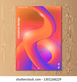 Modern vector illustration design of abstract gradient liquid fluid neon color cover design template