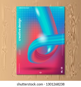 Modern vector illustration design of abstract gradient liquid fluid neon color cover design template