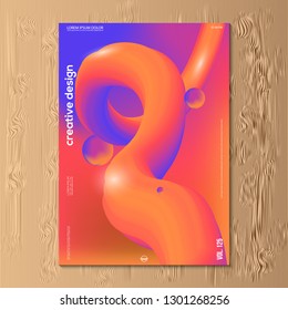 Modern vector illustration design of abstract gradient liquid fluid neon color cover design template