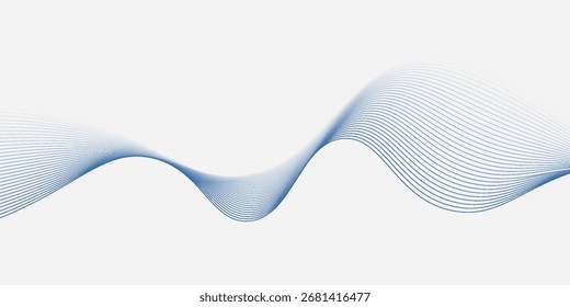 Diseño de Ilustración vectorial moderno, fondo gris abstracto con líneas azules onduladas.
