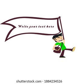 Modern Vector illustration design of a child carrying a flag, simple, elegant and suitable for your business inspiration.