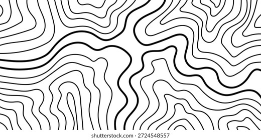 Una Ilustración vectorial moderna muestra un mapa topográfico complejo, lleno de líneas de contorno finamente detalladas.