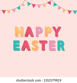 Modern vector illustration of Easter celebration banner background template. On cute pink background. For posters, sales and greeting cards.
