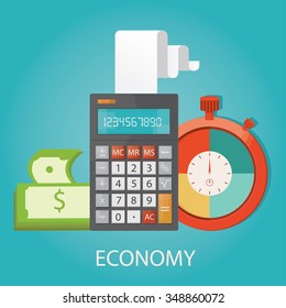 Modern vector illustration of economic instruments, money savings