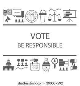 Modern vector illustration of election and voting line icons set, politics, voting and elections symbols