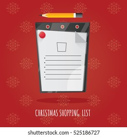 Modern vector illustration of empty Christmas shopping list