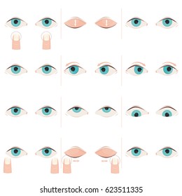 Modern vector illustration of Exercises for eyes. Gymnastics with different position for perfect vision.