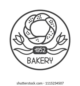 Modern vector illustration of famous turkish bagel simit with two tulips. Hand drawn doodle elements in circle frame for logo design of cafe, bakery, store or street food market.