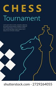 Moderne Vektorgrafik mit Schachfiguren und einem stilisierten Schachbrett, geeignet für Themen wie Strategie, Wettbewerb, Logik, Turniere, Bildung und Vereinsförderung. Perfekt für Poster und Branding.
