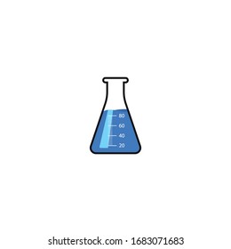 Modern vector illustration of flask laboratory glassware logo icon sign