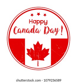 Modern vector illustration with grunge effect greeting card of Happy Canada Day.