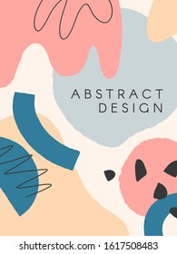 Modern vector illustration with hand drawn organic shapes and textures in pastel colors.Trendy contemporary design perfect for prints,flyers,banners,invitations,branding design,covers and more.