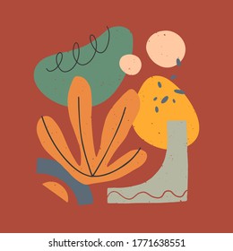 Modern vector illustration with hand drawn organic shapes,textures and graphic elements.Trendy contemporary design perfect for prints,social media,banners,invitations,branding design,covers.