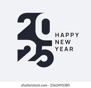 Modern vector illustration of Happy New Year 2025 with bold typography and creative design. Perfect for holiday cards, banners, and seasonal greetings