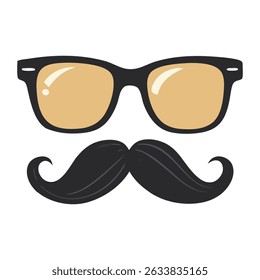Modern vector illustration of a hipster glass with a mustache