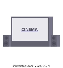 Modern vector illustration of a home theater system with a widescreen and speakers