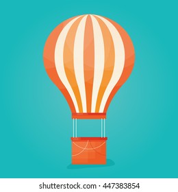 Modern vector illustration of hot air balloon in the sky