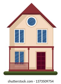 Moderne Vektorgrafik eines Hauses mit einem Stockwerk auf weißem Hintergrund