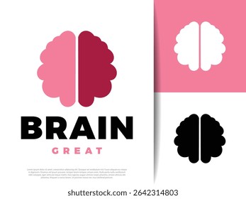Modern vector illustration of a human brain symbol, representing mind, learning, intelligence, memory, and mental activity. Ideal for education, science, health, and technology designs.