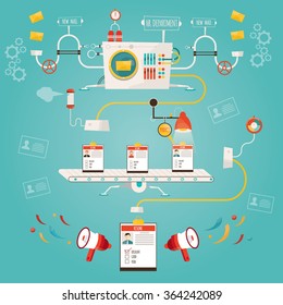 Modern vector illustration of human resource industry, factory of hr