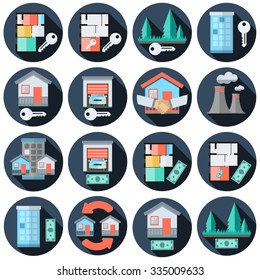 modern vector illustration icons set in black circle
