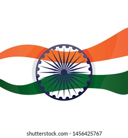 Modern vector illustration of  Indian independence day celebration.  Indian National Flag background. Design for 15th August for banner, poster and postcard