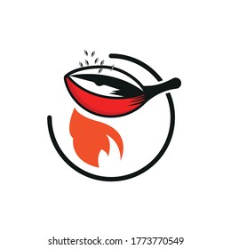 modern vector illustration of indonesian street food, nasi goreng. local restaurant logo