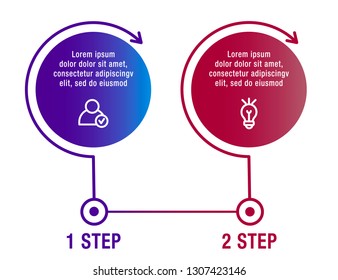 Modern vector illustration. Infographic circles template with two elements, sectors, icons. Designed for business, presentations, web design, interface, workflow layout, diagrams with 2 steps