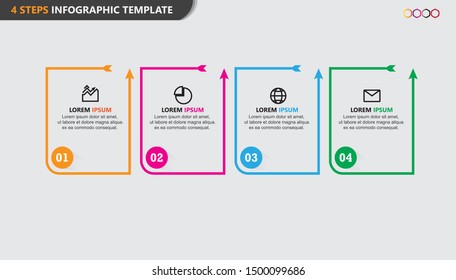 Modern vector illustration Infographic design template with arrow line and 4 options or steps. Can be used for process, presentations, layout, banner, info graph