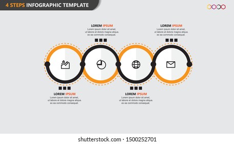 Modern vector illustration Infographic design template with orange black circle and 4 options or steps. Can be used for process, presentations, layout, banner,info graph