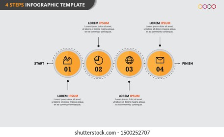 Modern vector illustration Infographic design template with dash circle and 4 options or steps. Can be used for process, presentations, layout, banner,info graph